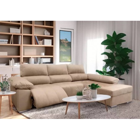 Sofá 2L + Chaise Long c/ Duplo Relax Elétrico Hades (300x165cm)