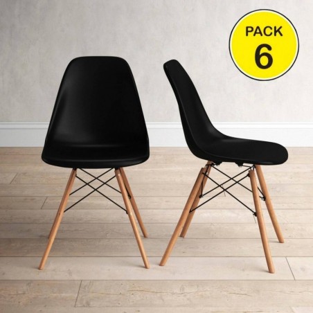 Pack de 6 Cadeiras Dinamarca (Preto)