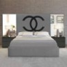 Pack Cama Clock & Clock XL c/ Espelho (Veludo Cinza c/ Detalhes Veludo Preto) + Estrado (200x180cm)