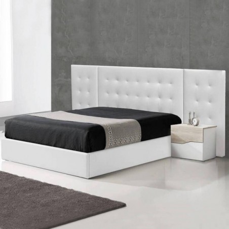 Pack Cama Armani XL c/ Cabeceira Longa (Branca) + Estrado (200x160cm)