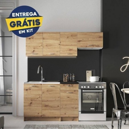 Pack Cozinha Mela 120cm (Oak Artisan/Branco) c/ Bancada (c/ Entrega GRÁTIS)