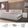 Pack Cama Galaxy (Branca) c/ 2 Mesas de Cabeceira + Estrado (200x160cm)