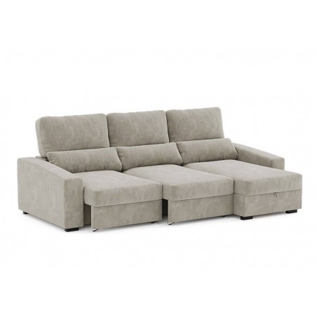 Sofá 2L + Chaise Long Reversível c/ Cama e Baú Oslo (270x158cm)