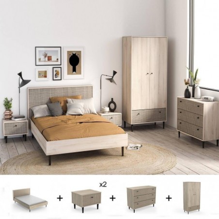 Pack Quarto Completo Saigon c/ 2 Mesas de Cabeceira (200x160cm)