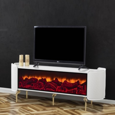 Base Tv Katre c/ Ef. Lareira e Sis. Som Inc. (177x64x45cm)