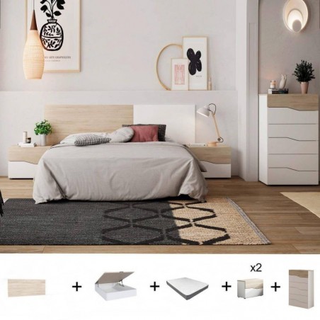 Pack Quarto Completo Cannes c/ Sommier + Colchão Premium 17HR (190x150cm)