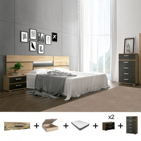 Pack Quarto Completo Priego c/ Sommier + Colchão Premium 17HR (190x150cm)