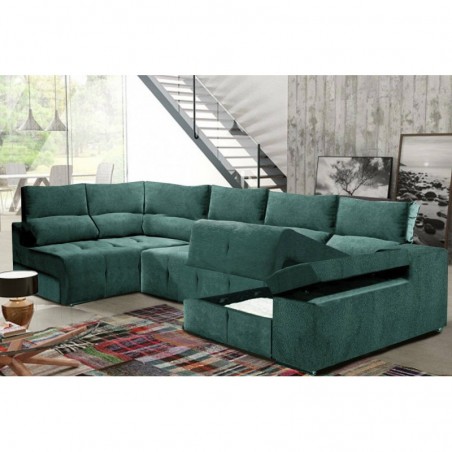 Sofá Canto c/ Chaise Long e Cama Jupiter (345x160cm) c/ OFERTA Smart TV 32'' Grunkel