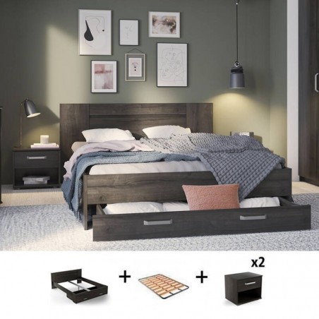 Pack Quarto Completo Richmond c/ 2 Mesas de Cabeceira + Estrado (200x160cm)