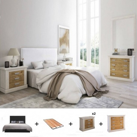 Pack Quarto Completo  Roksy/Roncal (Andersen Pino/Roble) + Estrado (200x160cm)